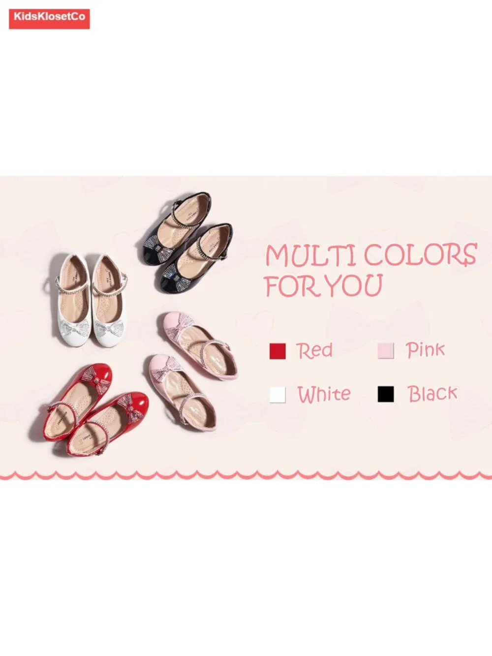 Girls Sparkling Rhinestone Bow Mary Jane Flats, Adjustable Buckle, Non-Slip,